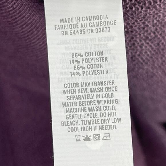 AERIE Sweatshirt Womens L Ruffle French Terry Oversized Raw Hems Purple NEW - Picture 13 of 16